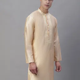Anouk Mandarin Collar Mirror Work Silk Cotton Kurta-image-45