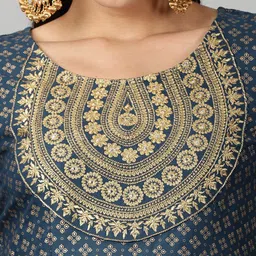 Saffron Threads Ethnic Motifs Gold Printed Empire Kurta image 2