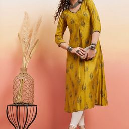 Sangria Ethnic Motif-Printed A-Line Kurta-picture-22
