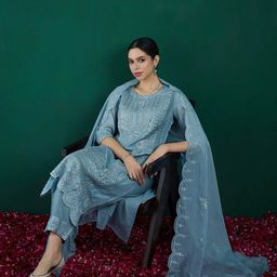 Indo Era Ethnic Motifs Embroidered Regular Thread Work Kurta With Trousers & Dupatta-picture-1