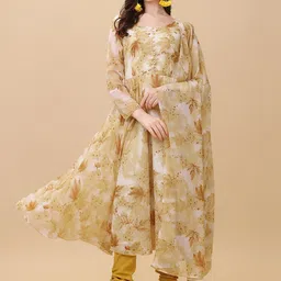 Virah Fashion Floral Printed Anarkali Kurta with Churidar & Dupatta-34
