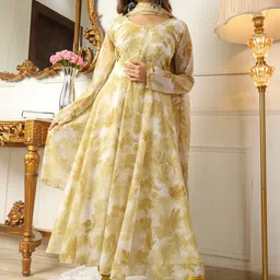 KALINI Floral Printed Regular Kurta With Churidar & Dupatta-picture-10