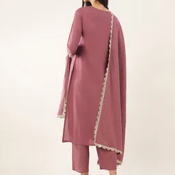 Khushal K Ethnic Motifs Yoke Design Sequinned Kurta with Trousers & Dupatta image 3