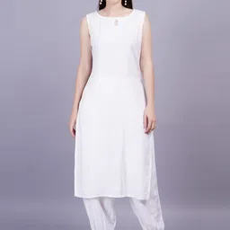 JC4U Women Regular Thread Work Kurta with Salwar & With Dupatta image 2