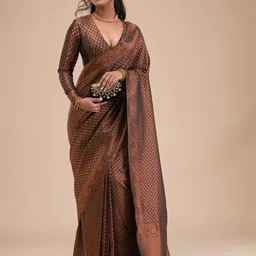 DIVASTRI Ethnic Motifs Woven Design Zari Designer Kanjeevaram Saree-image-90