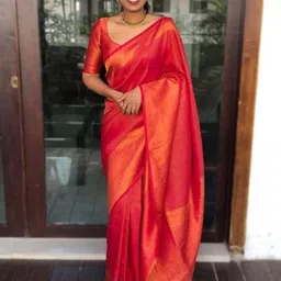 DIVASTRI Ethnic Motifs Zari Designer Kanjeevaram Saree-image-62