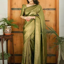 DIVASTRI Ethnic Motifs Zari Kanjeevaram Saree-image-81