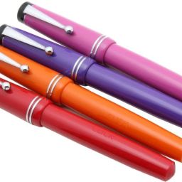 Set Of 4 - Aristocrat Acrylic Fountain Pen Chrome Trims Fine Nib & Converter New Pen Gift Set-image-60