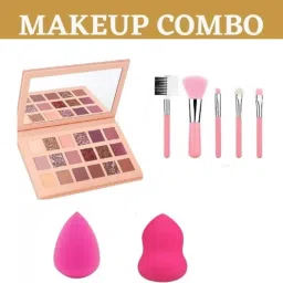 18 COLOR HIGH PIGMENTED EYESHADOW PALETTE WITH 5PCS BRUSH SET AND SPONZE-5