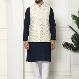 SOJANYA Men Ethnic Motifs Embroidered Regular Thread Work Kurta with Churidar-8