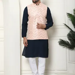 SOJANYA Men Ethnic Motifs Embroidered Regular Thread Work Kurta with Churidar-57