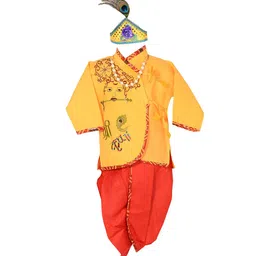 BAESD Boys Floral Embroidered Angrakha Pure Cotton Kurta With Dhoti Pants-28