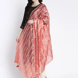 Clora Creation Geometric Gotta Patti Embroidered Dupatta image 4