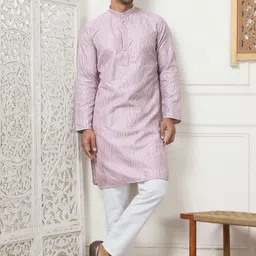 Jompers Men Ethnic Motifs Embroidered Regular Chikankari Kurta with Pyjamas-image-42