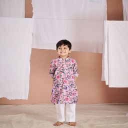 Vivedkids Boys Floral Printed Regular Long Sleeves Cotton Kurta with Pyjamas-38
