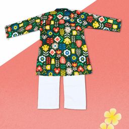 MASU LIVING Comfortable Boys Ethnic Motifs Printed Regular Pure Cotton Kurta with Pyjama-picture-7