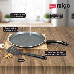 impex Granite Nonstick Large Tawa 30 cm with Spatula, 3 Layer Super Granite Coating Tawa 30 cm diameter image 3