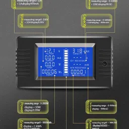 amicisense DC Digital Battery Tester 9 in 1, 0-200V 10A Voltmeter Ammeter Digital Voltage Tester image 3