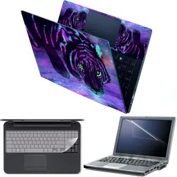 Anweshas 4 in 1 Combo Pack with Laptop Skin Sticker Decal, Palmrest Skin, Screen Protector, Key Guard for 15.6 Inch Laptop - Tiger Fantasy Digital Art Combo Set-20