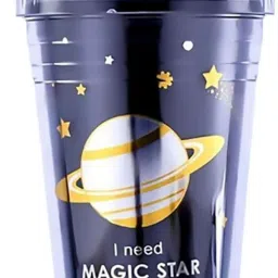 Astronaut Space Theme Black Sipper Water Bottle Straw Cup Portable and Reusable 400 ml Water Bottle-2