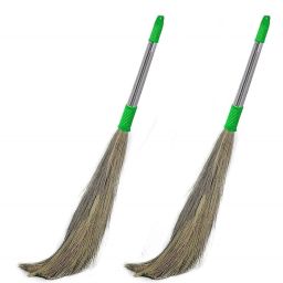 Floor Broom with Soft No Dust Grass with Plastic Handle Phool Jhadu for Home Grass Dry Broom-image-58