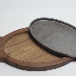 Sizzler Plate with Wooden Base | Oval Shape Cast Iron Sizzler Sizzler Tray-10