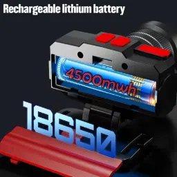 rynz Zoomable Metal Led Head Torch Light Long Range 2 Km Head Lamp, Type C, 2 in 1 Torch image 3