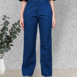 Women Boot-Leg Mid Rise Dark Blue Jeans-image-99