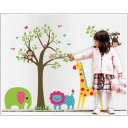 print mantras Tree Giraffe Owl Monkey Tiger Elephant Wall Sticker-picture-20