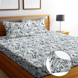 220 TC Cotton King Printed Fitted (Elastic) Bedsheet-image-96