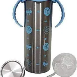 3in1 Baby Feeding Bottle Thermo-Steel Multifunctional-Sipper;Nipple&Straw - 240 ml-image-7