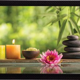 ecraftindia Candle, Stone and Flower Peace Theme Satin Matt Texture UV Ink 11 inch x 14 inch Painting-picture-26