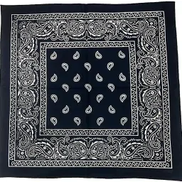 Adhvik Pure Soft Pure Soft Breathable Double Side Printed Multifunctional Paisley Print Ambi Hanky ["Black"] Handkerchief-1
