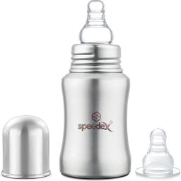 Grade 304 Stainless Steel Baby Feeding Bottle Steel Feeding Bottle for Milk and Baby Drinks Zero Percent Plastic No Leakage with Internal ML Marking (150 ml) - 150 ml-image-64