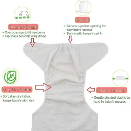 baby hashtag Cloth Nappy with 2 Insert 5 Layer (Sky Blue) image 2