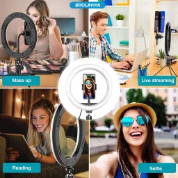 BROLAVIYA 10 Inch Ring Light with Tripod Stand Compatible to iPhone and Android Mobile Holder image 2