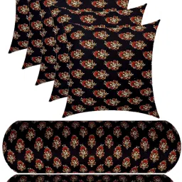 5 Cushion And 2 Microfibre Floral Bolster Pack of 7-image-85