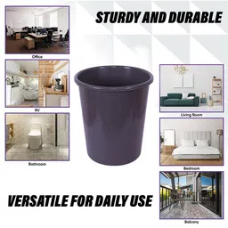 Kuber Industries Purple 3 Pieces Plastic Garbage Open Garbage Dustbins - 13 L Each image 4