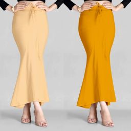 ALYNE BEIGE-COMBO-FISHTAIL-MUSTARD-BEIGE Lycra Blend Petticoat-image-15