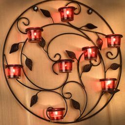 hosley Black Metal Bezalel Wall Tea Light Holder-picture-40
