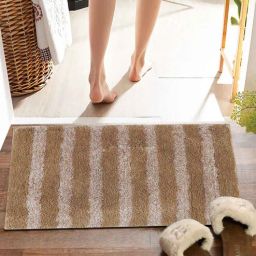 pano Beige Striped MicroFibre 14x10 Inches Antiskid Bath Mats-picture-21