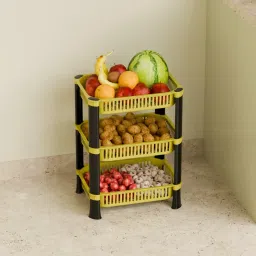 3 Tier Multi-Purpose Vegetable Stand, Storage Solution rack for Home, Office Plastic Kitchen Trolley-image-70