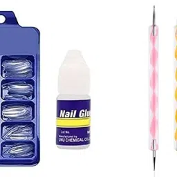 Artificial Nails,100 pcs with Glue & 5pc coloured Embossing Stylus for Nail Art-30