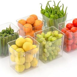 6 PCS Food Storage Container Fridge Box basket Plastic Fruit & Vegetable Basket-image-84