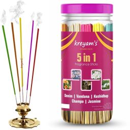 Extra Rich Collection Variety Pack Incense Stick Agarbatti BlueDen, Vandana, Kashidhup, Champa, Jasmine 225 Sticks Combo Set Pooja Items-21