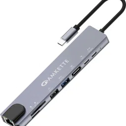 AMKETTE Type C 8-in-1 Multiport Dock with 100 MBPS Ethernet USB Hub-0