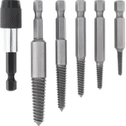5pcs/set Bolt Remover Screw Extractor HSS Screw Remover Drill Bits with Hex Shank and Spanner for Broken/Damaged Bolt Stud AA-45