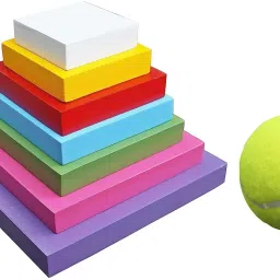 Colourful Seven Tiles 7 Lagori Pitthu with 1 Ball Wooden Toy Game Square-12