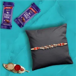 Premium Diamond Rakhi with 2 Pieces Dairy Milk Chocolates | Rakhi Chocolate Assorted Gift Box-image-13