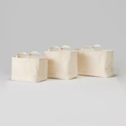muji Canvas Handled Rectangular Basket image 1